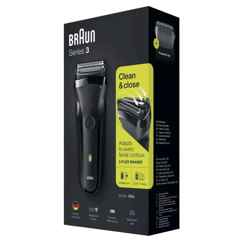 Braun Series 3 300s Afeitadora de lámina Recortadora Negra