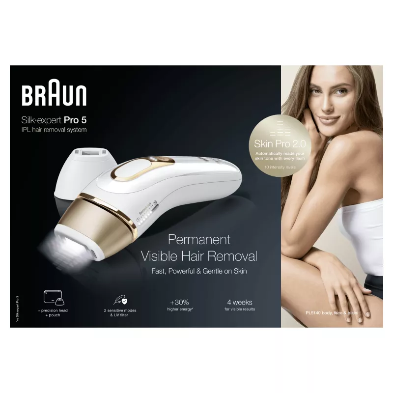 Braun Silk-expert Pro Silk·expert Pro 5 PL5140 Luz pulsada intensa (IPL) Oro, Blanco