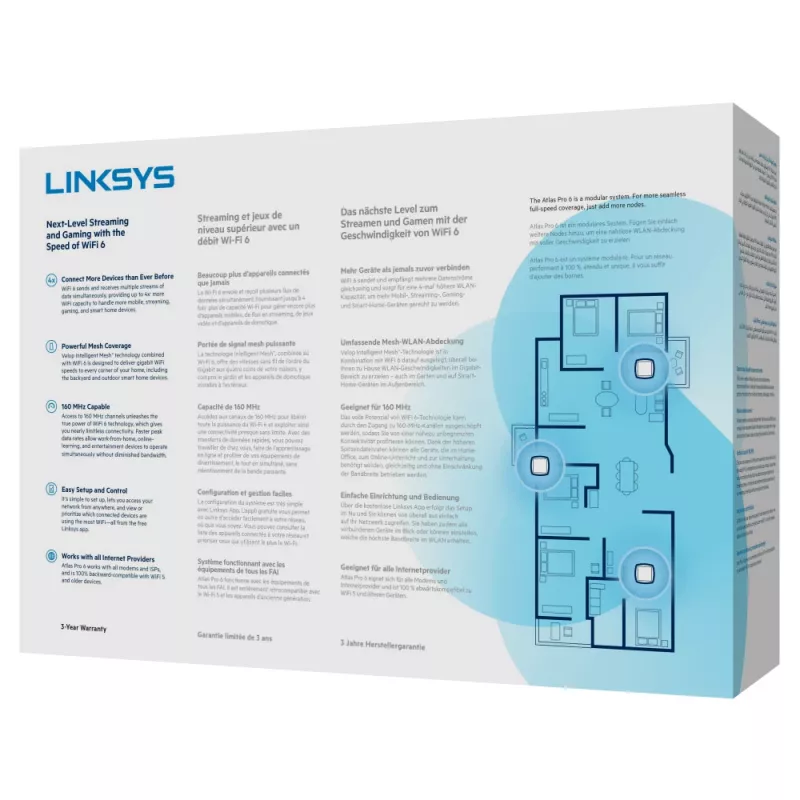 Linksys AX5400 Whole Home Mesh WiFi 6 Sistema dual band, pack de 2