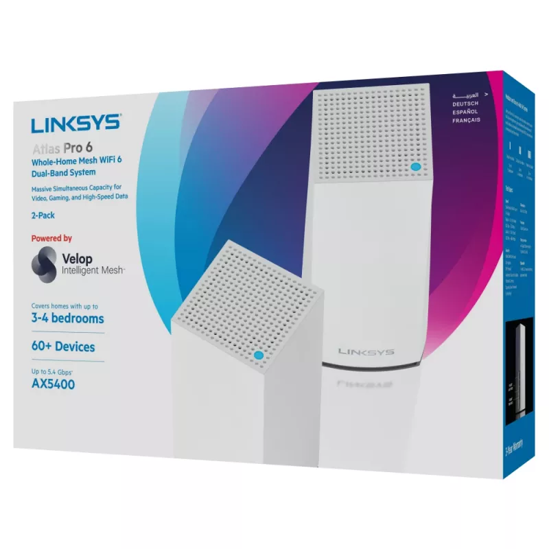 Linksys AX5400 Whole Home Mesh WiFi 6 Sistema dual band, pack de 2