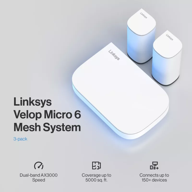 Linksys Velop Micro 6 Sistema mesh – Dual band WiFi 6 AX3000 (pack de 3)