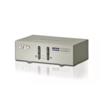 ATEN KVM USB VGA de 2 puertos con audio (cable KVM incluido), 2048 x 1536 píxeles, QXGA, 0,142 W, gris