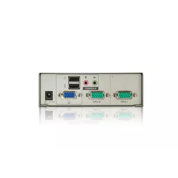 ATEN KVM USB VGA de 2 puertos con audio (cable KVM incluido), 2048 x 1536 píxeles, QXGA, 0,142 W, gris