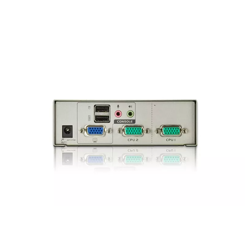 ATEN KVM USB VGA de 2 puertos con audio (cable KVM incluido), 2048 x 1536 píxeles, QXGA, 0,142 W, gris