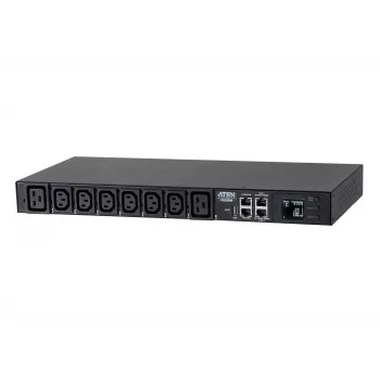 ATEN 32A 8 tomas 1HE Metered eco PDU, Metered, 1HE, negro, LCD, 8 salidas AC, conector hembra C13, conector hembra C19