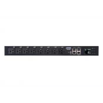 ATEN 32A 8 tomas 1HE Metered eco PDU, Metered, 1HE, negro, LCD, 8 salidas AC, conector hembra C13, conector hembra C19