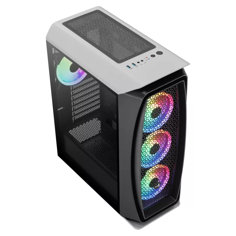 Aerocool AEROONEDUOWHV1 Caja gaming ATX 4 ventiladores ARGB Blanca