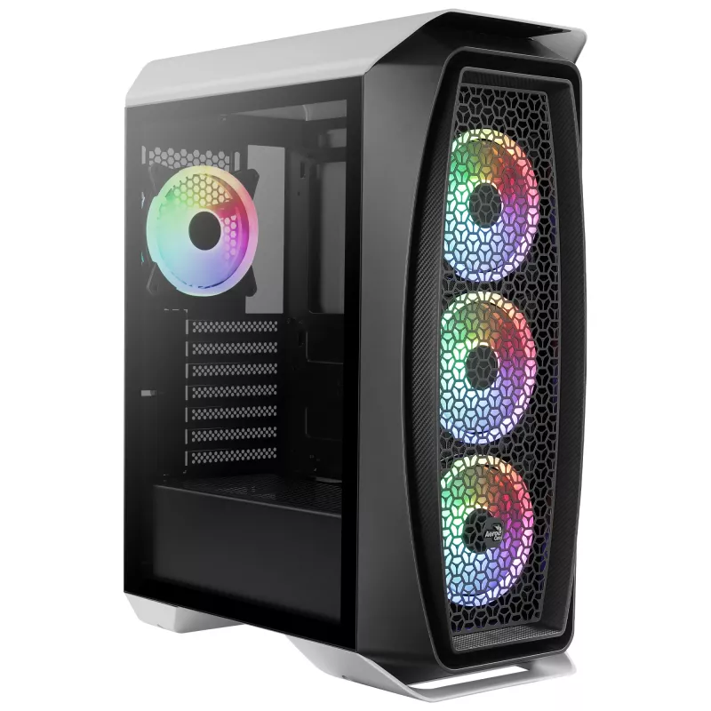 Aerocool AEROONEDUOWHV1 Caja gaming ATX 4 ventiladores ARGB Blanca