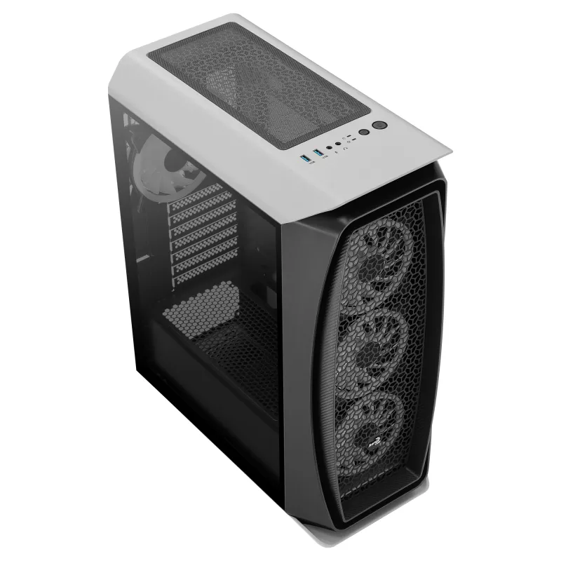 Aerocool AEROONEDUOWHV1 Caja gaming ATX 4 ventiladores ARGB Blanca