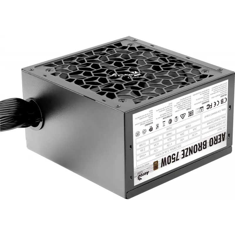 Fuente de alimentación PC AEROCOOL AEROB750 750W 80 PLUS Bronze No modular 230V Silent Negro