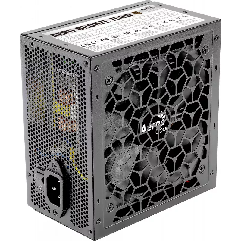 Fuente de alimentación PC AEROCOOL AEROB750 750W 80 PLUS Bronze No modular 230V Silent Negro