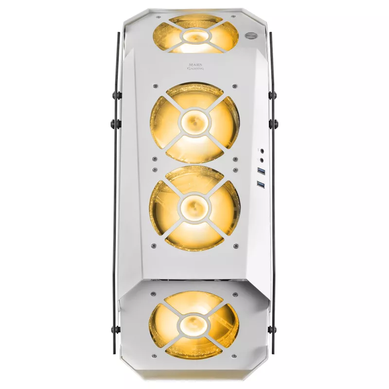 Mars Gaming MC51W Caja gaming ATX para PC blanca con doble cristal templado, 5 ventiladores RGB de 12 cm