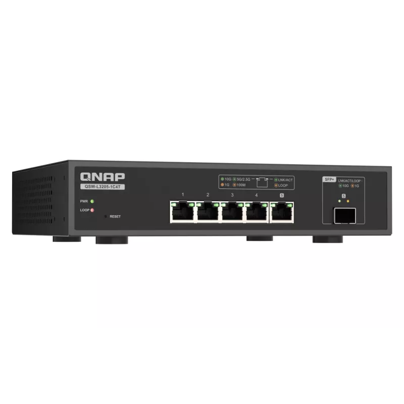QNAP QSW-L3205-1C4T 4 gestionado 10G Ethernet (100/1000/10000) sobremesa negro