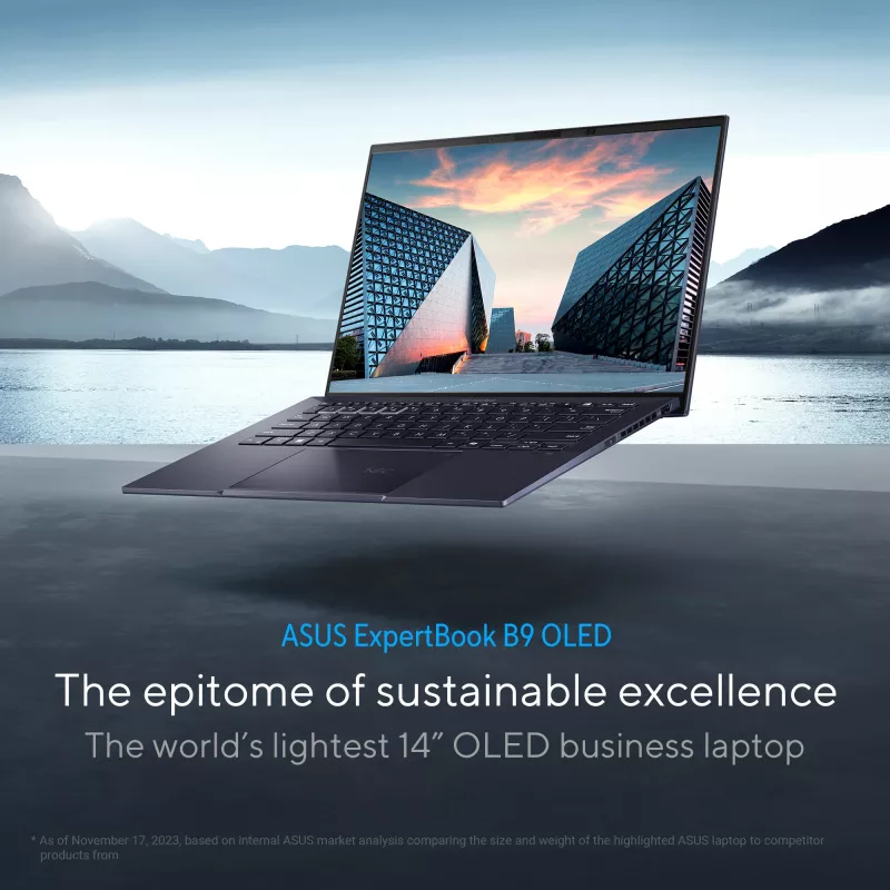 ASUS ExpertBook B9 OLED B9403CVAR-PP1678X Intel Core 7 150U Portátil 35,6 cm (14 inch) WQXGA+ 32 GB LPDDR5x-SDRAM 1 TB SSD Wi-Fi 6E (802.11ax) Windows 11 Pro Alemán Negro
