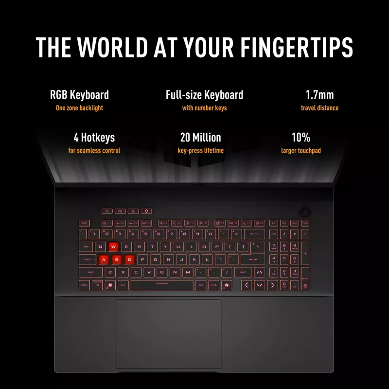 ASUS TUF Gaming A18 FA808UH-S8076W AMD Ryzen™ 7 260 Portátil 45,7 cm (18 inch) Full HD+ 16 GB DDR5-SDRAM 512 GB SSD NVIDIA® GeForce RTX™ 5050 Wi-Fi 6E (802.11ax) Windows 11 Home Neerlandés Gris
