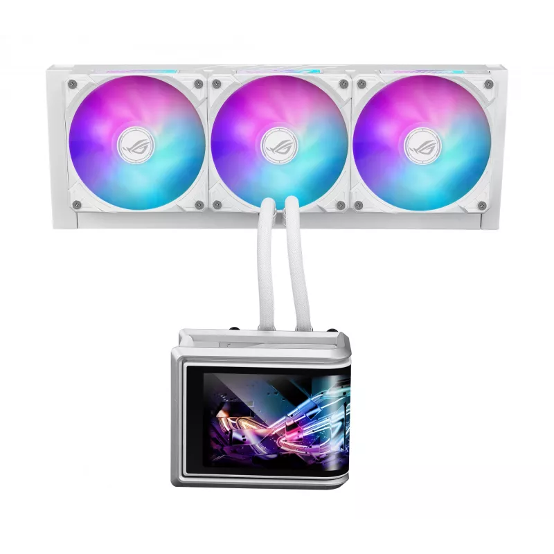 Refrigeración líquida todo en uno ASUS ROG Ryuo IV SLC 360 ARGB White Edition — Radiador de 360 mm, 3 ventiladores de 120 mm, pantalla AMOLED, compatibilidad con LGA 1700