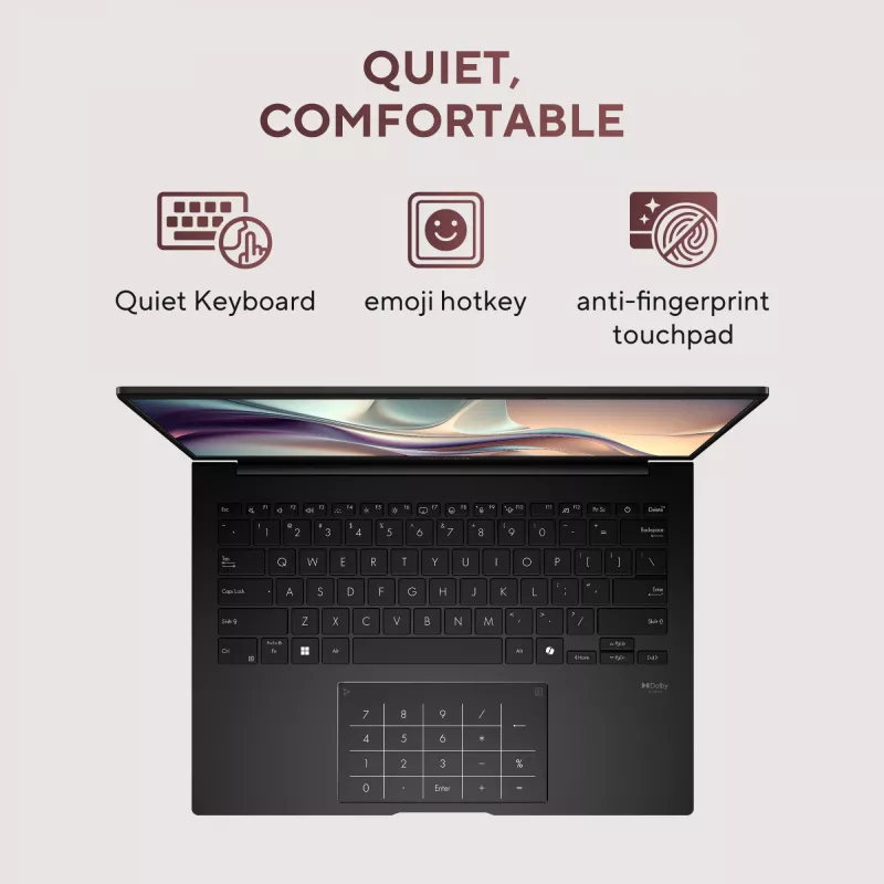 ASUS Zenbook 14 OLED UM3406GA-QD031W Copilot+ PC AMD Ryzen™ AI 7 445 Portátil 35,6 cm (14 inch) WUXGA 32 GB LPDDR5x-SDRAM 1 TB SSD Wi-Fi 6E (802.11ax) Windows 11 Home Neerlandés Negro