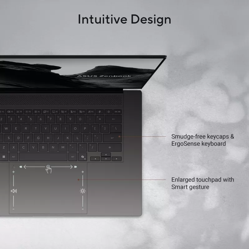 ASUS Zenbook S16 UM5606GA-SS180W Copilot+ PC AMD Ryzen AI 9 465 Portátil 40,6 cm (16 inch) 3K 32 GB LPDDR5x-SDRAM 1 TB SSD Wi-Fi 7 (802.11be) Windows 11 Home Neerlandés Gris