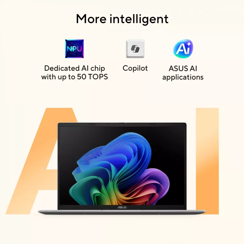 ASUS Vivobook 14 M1407GA-LY012W Copilot+ PC AMD Ryzen™ AI 7 445 Portátil 35,6 cm (14 inch) WUXGA 16 GB DDR5-SDRAM 512 GB SSD Wi-Fi 6 (802.11ax) Windows 11 Home Neerlandés Plata