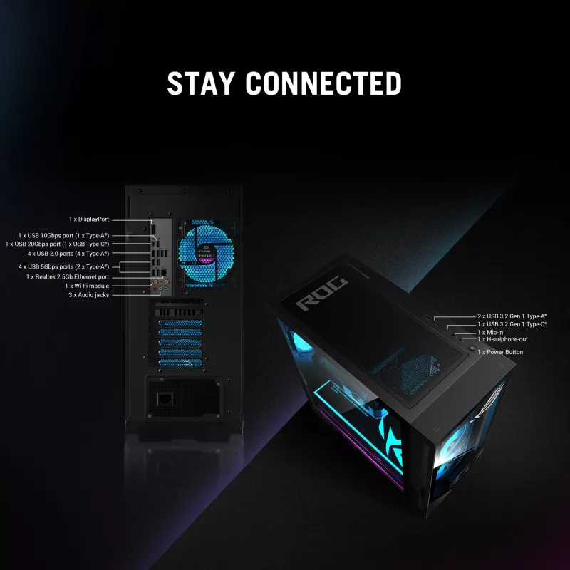 ASUS ROG G700 G700TF-05225F114W Intel Core Ultra 5 225F 32 GB DDR5-SDRAM 1 TB SSD NVIDIA GeForce RTX 5060 Windows 11 Home Torre PC Negro