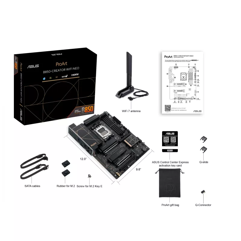 Placa base ASUS PROART B850-CREATOR WiFi NEO — AMD B850, Socket AM5, ATX, DDR5, 4 DIMM, 256 GB, Wi‑Fi 7, 5Gb Ethernet
