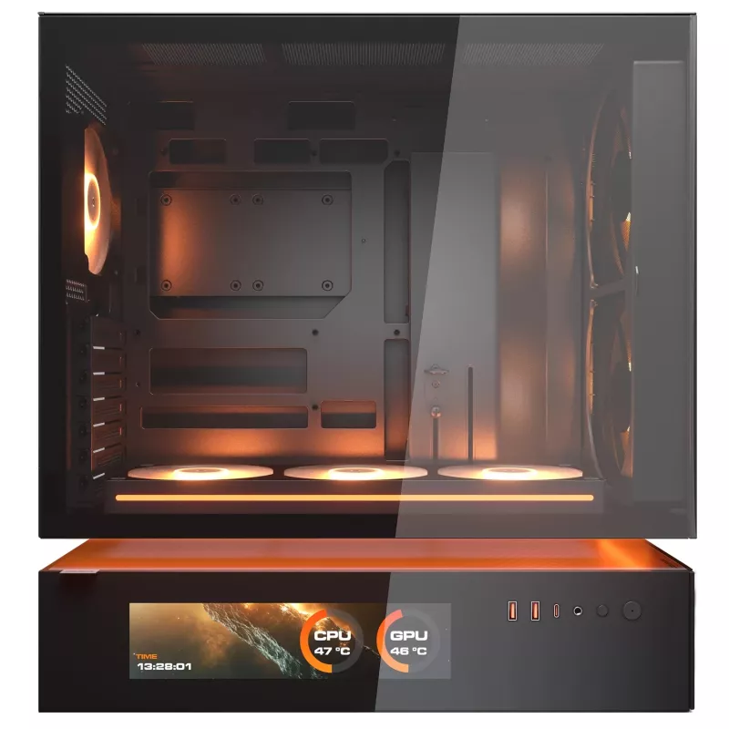COUGAR Caja de PC semitorre CFV235 Vision — ARGB, LCD de 23,3 cm (9,16