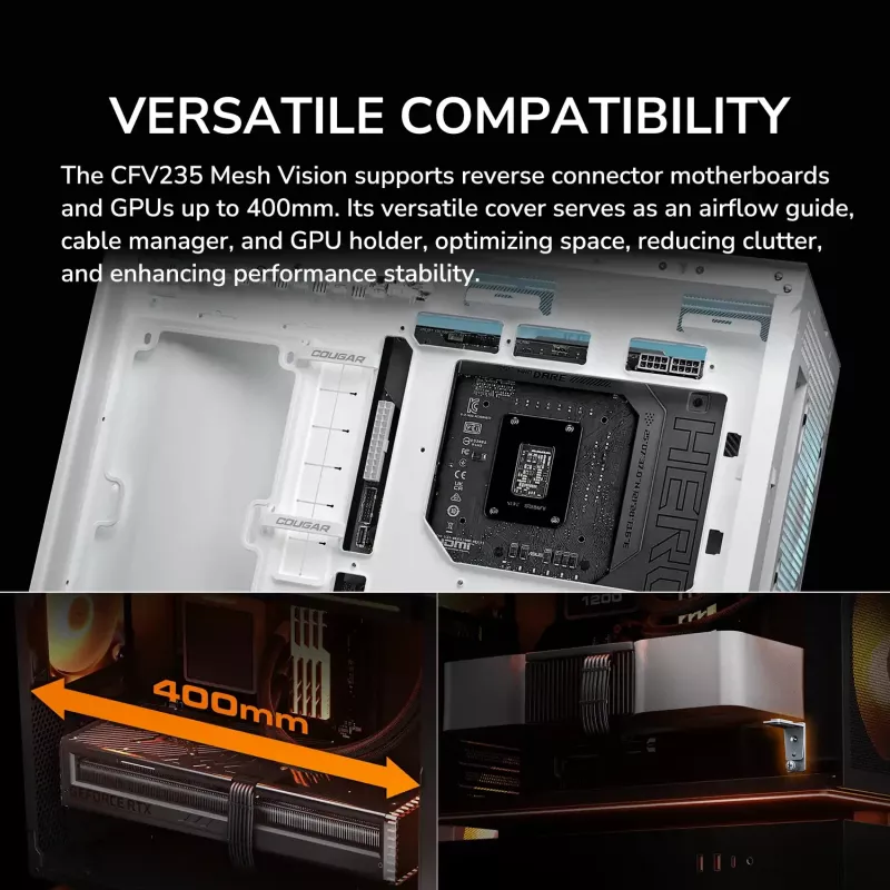 COUGAR Caja de PC semitorre CFV235 Vision — ARGB, LCD de 23,3 cm (9,16