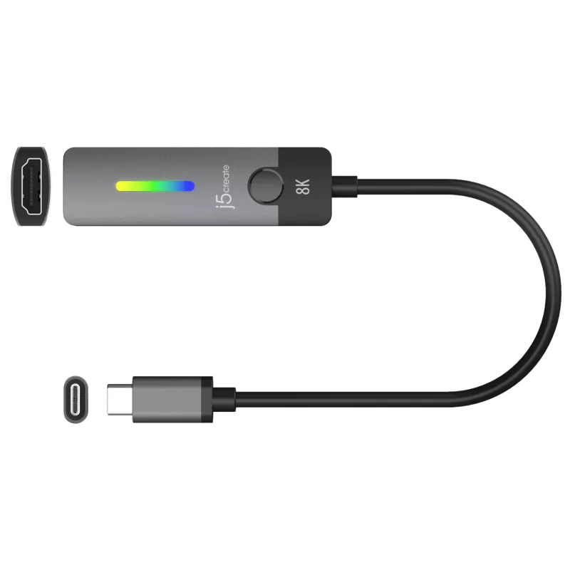 j5create JCA157-N adaptador USB-C a HDMI 2.1 8K, 10 cm
