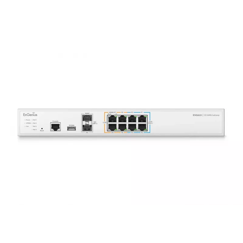 EnGenius pasarela de seguridad gestionada en nube 2 x 2,5 GbE LAN y 6 x 2,5 GbE WAN y 2 puertos SFP+