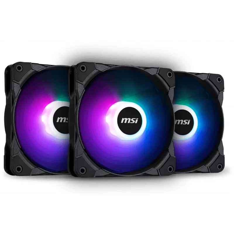Kit de ventiladores MSI MAX F12A-3 120mm ARGB - accesorio para carcasa '3 ventiladores ARGB PWM de 120mm, 600-1500 rpm, Mystic Lighting Sync'