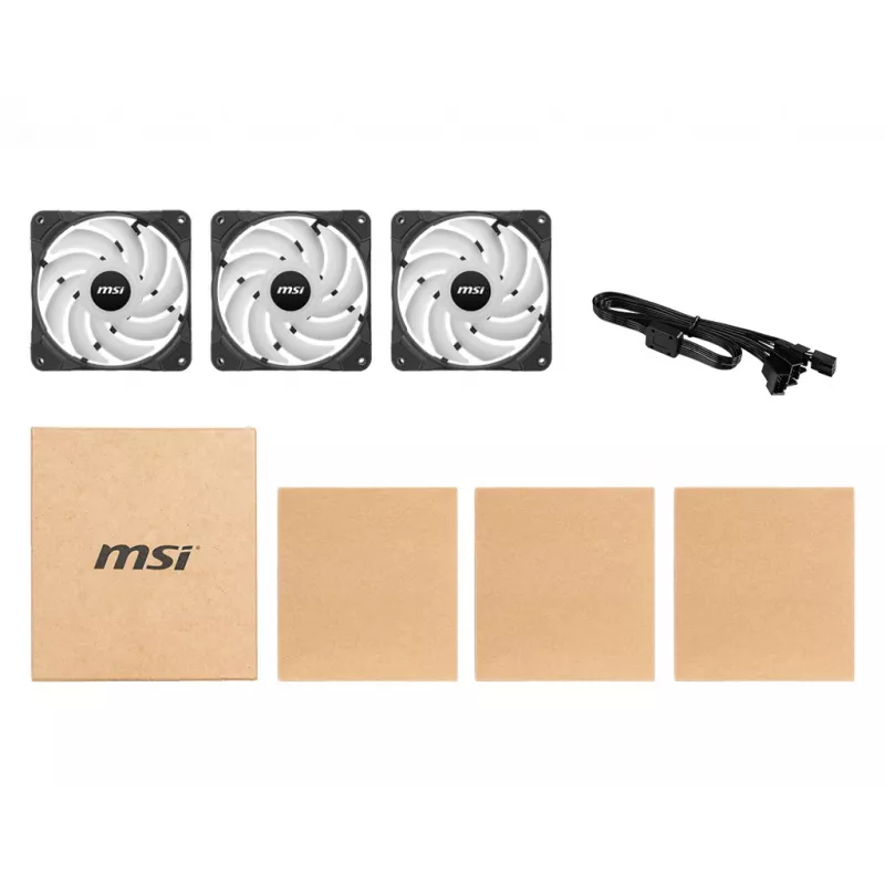 Kit de ventiladores MSI MAX F12A-3 120mm ARGB - accesorio para carcasa '3 ventiladores ARGB PWM de 120mm, 600-1500 rpm, Mystic Lighting Sync'