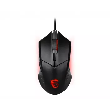Ratón gaming óptico MSI CLUTCH GM08 'sensor óptico de 4200 DPI, 6 botones programables, diseño simétrico, interruptor duradero con más de 10 millones de clics, ajuste de peso, LED rojo'