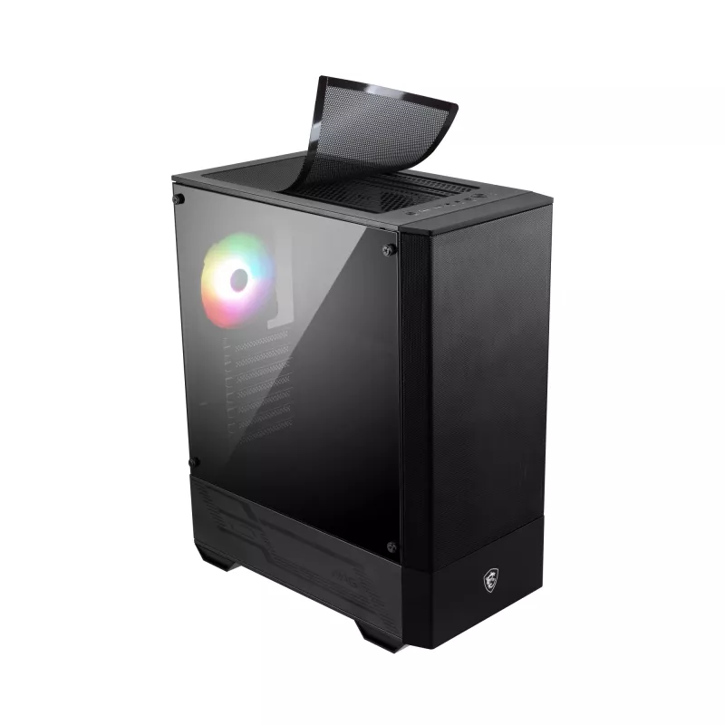 Caja para PC gaming MSI MAG FORGE 111R Mid Tower 'negra, 1 ventilador ARGB PWM de 120mm, hub ARGB 1-6, Mystic Light Sync, panel de cristal templado, ATX, mATX, mini-ITX'