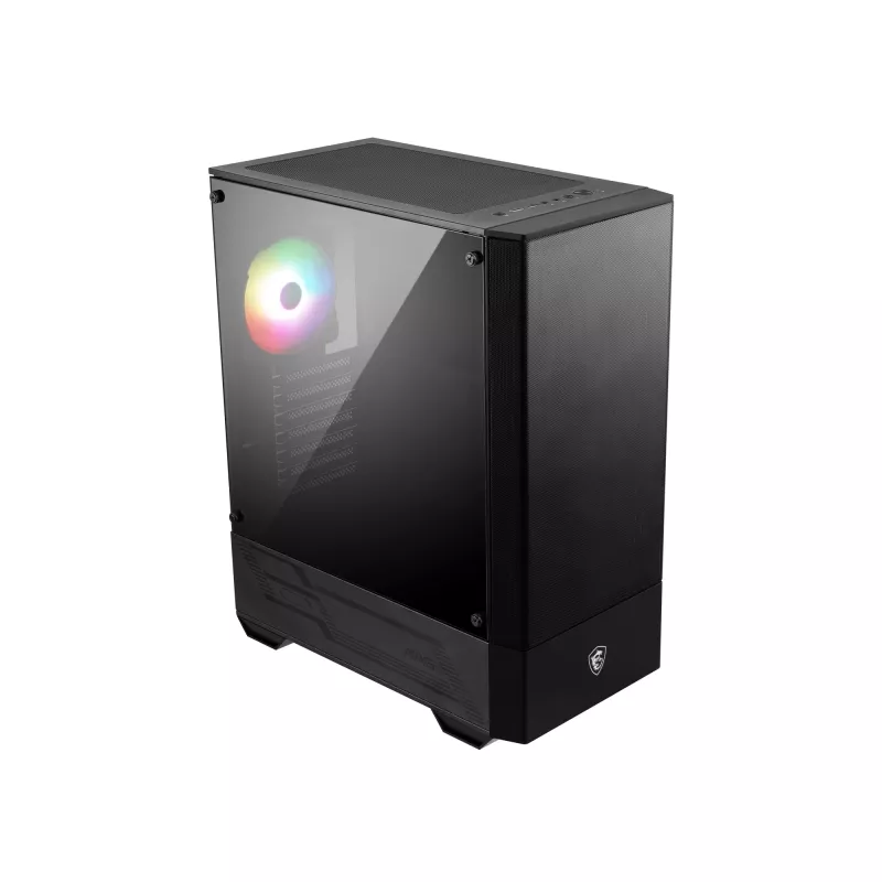 Caja para PC gaming MSI MAG FORGE 111R Mid Tower 'negra, 1 ventilador ARGB PWM de 120mm, hub ARGB 1-6, Mystic Light Sync, panel de cristal templado, ATX, mATX, mini-ITX'
