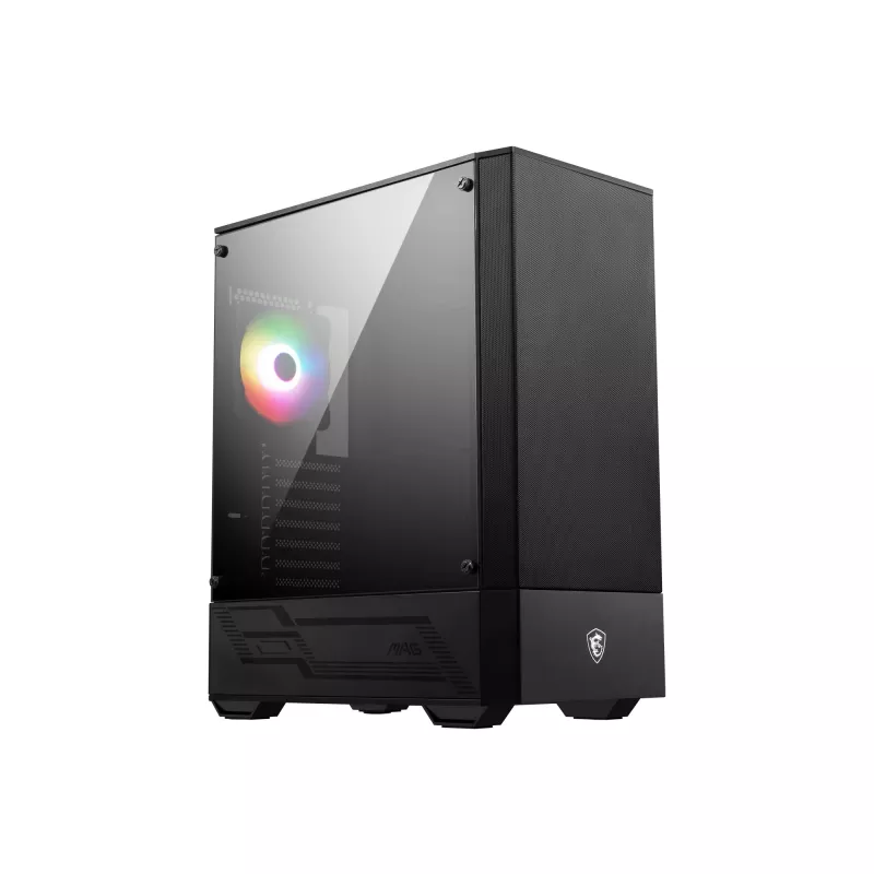 Caja para PC gaming MSI MAG FORGE 111R Mid Tower 'negra, 1 ventilador ARGB PWM de 120mm, hub ARGB 1-6, Mystic Light Sync, panel de cristal templado, ATX, mATX, mini-ITX'