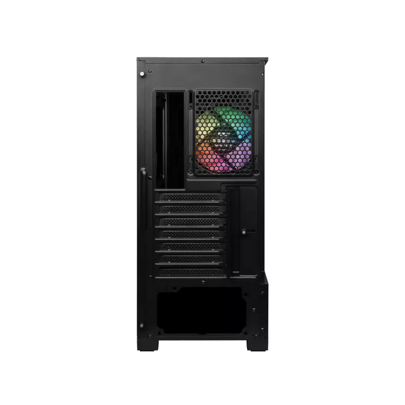 Caja para PC gaming MSI MAG FORGE 111R Mid Tower 'negra, 1 ventilador ARGB PWM de 120mm, hub ARGB 1-6, Mystic Light Sync, panel de cristal templado, ATX, mATX, mini-ITX'