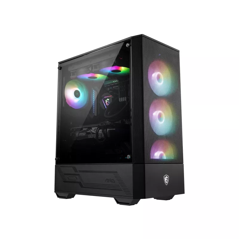 Caja para PC gaming MSI MAG FORGE 111R Mid Tower 'negra, 1 ventilador ARGB PWM de 120mm, hub ARGB 1-6, Mystic Light Sync, panel de cristal templado, ATX, mATX, mini-ITX'