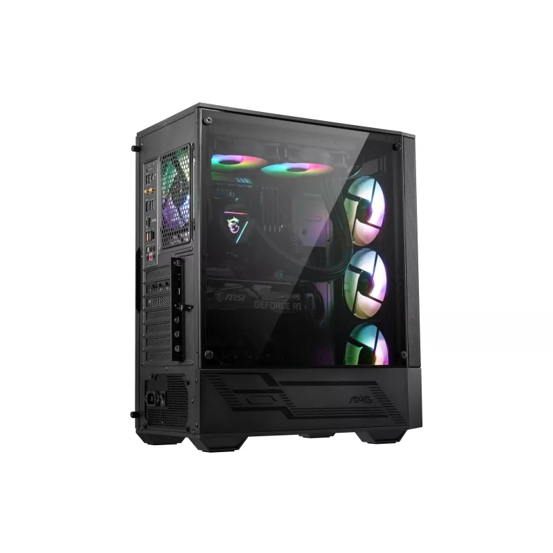 Caja para PC gaming MSI MAG FORGE 111R Mid Tower 'negra, 1 ventilador ARGB PWM de 120mm, hub ARGB 1-6, Mystic Light Sync, panel de cristal templado, ATX, mATX, mini-ITX'