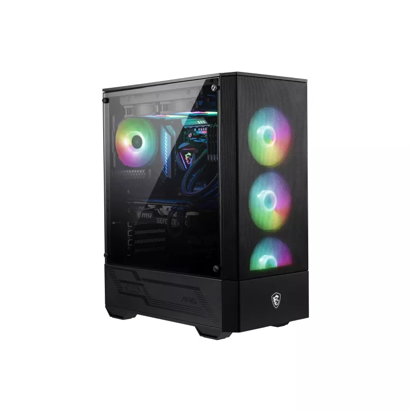 Caja para PC gaming MSI MAG FORGE 111R Mid Tower 'negra, 1 ventilador ARGB PWM de 120mm, hub ARGB 1-6, Mystic Light Sync, panel de cristal templado, ATX, mATX, mini-ITX'