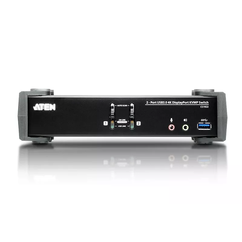Switch KVMP™ ATEN de 2 puertos USB 3.1 Gen 1 4K DisplayPort 1.2 con audio (cable KVM incluido)