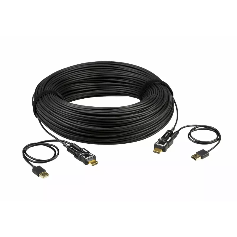 Cable óptico activo HDMI 4K ATEN de 100 m, 100 m, HDMI Type-D (micro), HDMI Type-D (micro), 3D, 18 Gbit/s, negro