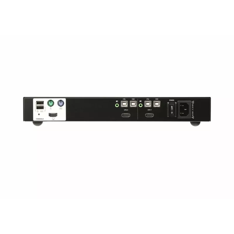 Switch KVM seguro ATEN de 2 puertos USB HDMI, 3840 x 2160 píxeles, 4K Ultra HD, montaje en rack, 2,4 W, 1U, negro
