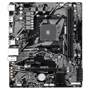 Placa base GIGABYTE A520M H ARGB - compatible con CPUs AMD Ryzen serie 5000, hasta 5100MHz DDR4 (OC), PCIe 3.0 x4 M.2, 1 GbE LAN, USB 3.2 Gen 1