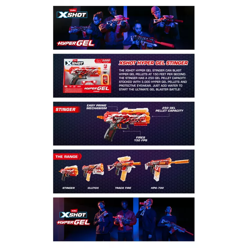 XSHOT Hyper Gel Stinger bláster (3.000 bolas Hyper Gel) ZURU