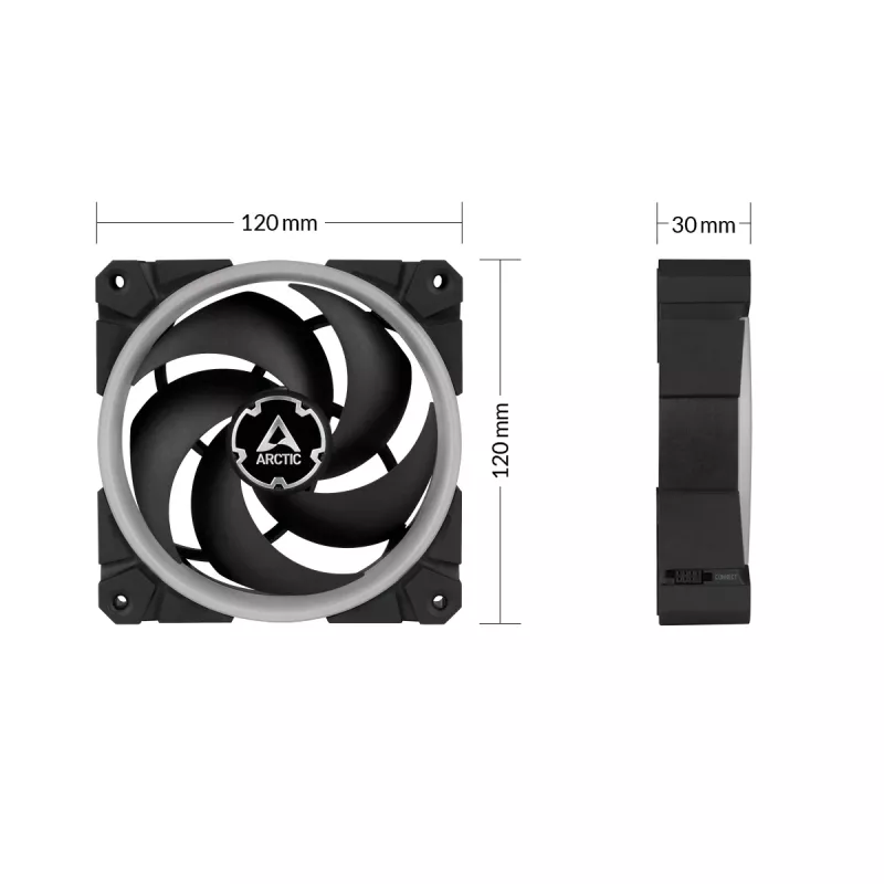 ARCTIC BioniX P120 A-RGB ventilador de caja de 120 mm, pack de 3, negro