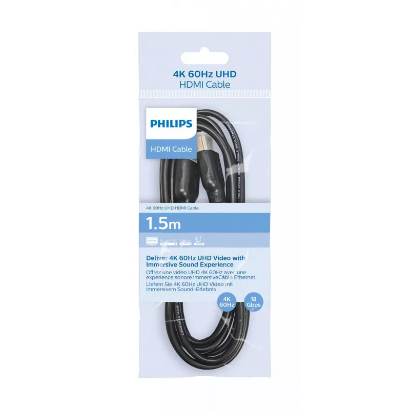 Cable HDMI Philips SWV5510/00 1,5 m Type-A conector macho 18 Gbit/s negro