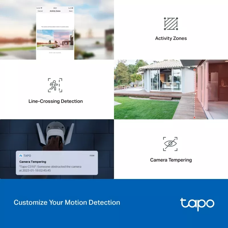 Cámara de seguridad Wi-Fi TP-Link Tapo para exterior, cámara de seguridad IP, exterior, con cable e inalámbrica, CE, NCC, montaje en pared, blanco