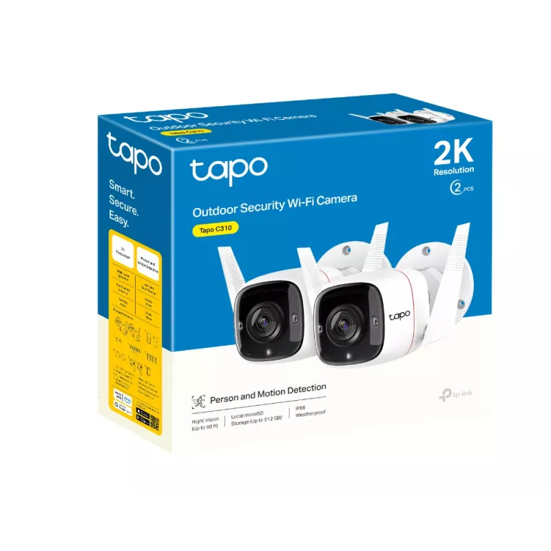 Cámara de seguridad Wi-Fi TP-Link Tapo para exterior, cámara de seguridad IP, exterior, con cable e inalámbrica, CE, NCC, montaje en pared, blanco