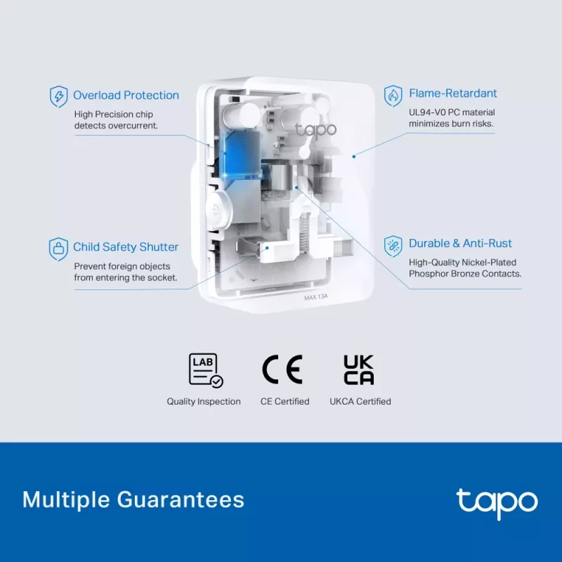 Enchufe inteligente TP-Link Tapo Mini P110M – enchufe inteligente de interior Wi‑Fi/Bluetooth, 16 A, 100–240 V, 3680 W, blanco