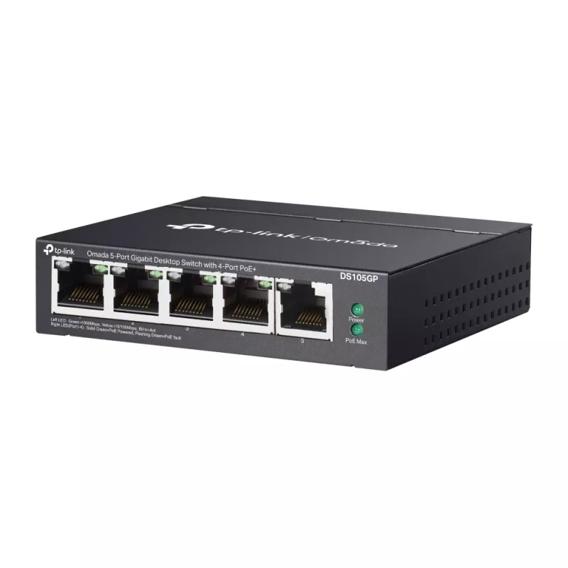 Switch de red TP-Link Omada DS105GP no gestionado Gigabit Ethernet (10/100/1000) Power over Ethernet (PoE) negro